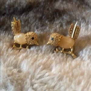Gold bird stud earrings